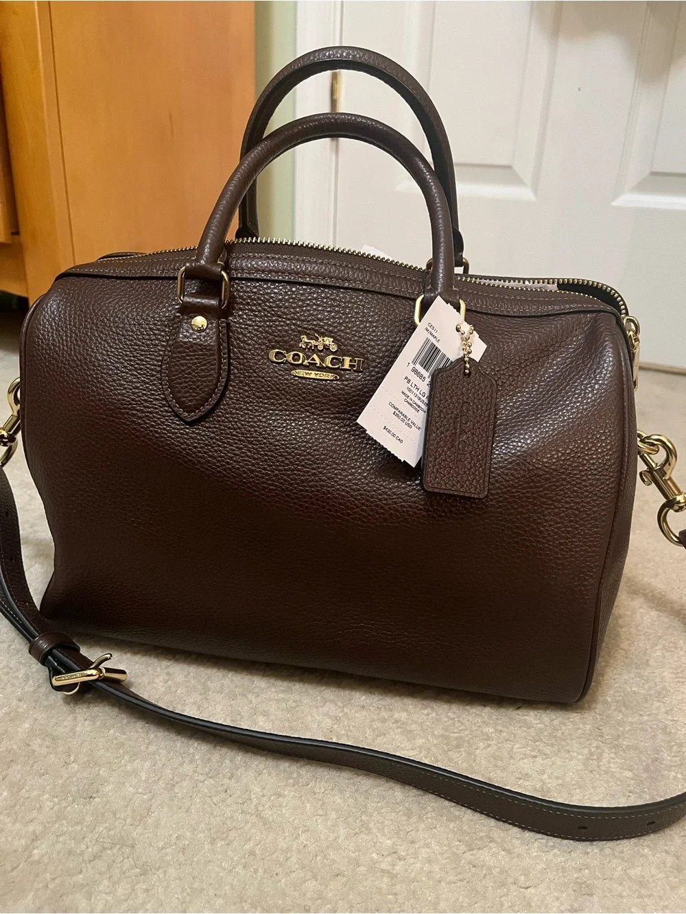 COACH Maple Rowan Pebbled Leather with Gold Hardware